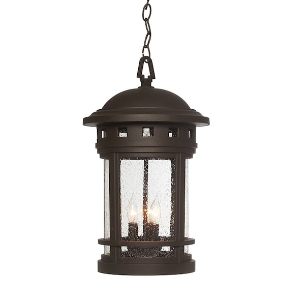 Designers Fountain Sedona 3-Light Oil Rubbed Bronze Outdoor Hanging Lamp with Clear Seedy Glass Shade 2394-ORB - main